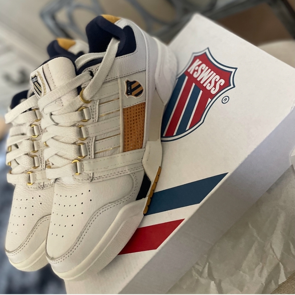 K-Swiss Cream and Gold Athletic Shoes